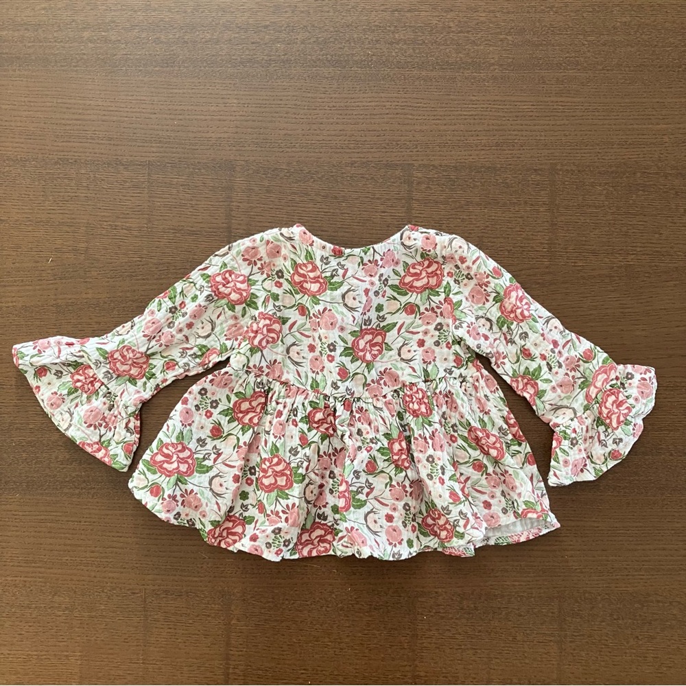 Baby Essentials Rose Print Button-Up Top - Picture 3 of 3